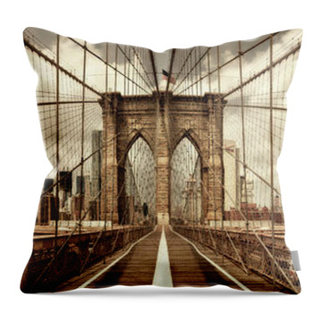 Brooklyn Bridge (sepia) #1 Throw Pillow