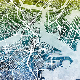 Boston Massachusetts Street Map by Michael Tompsett