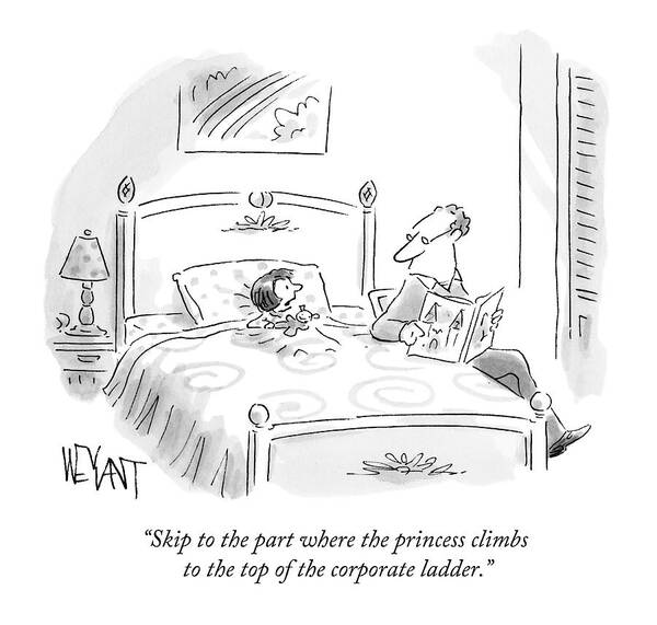 Wall Art - Drawing - A Father Reads His Daughter A Bedtime Story by Christopher Weyant