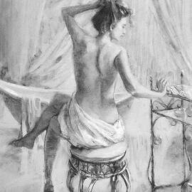 After the Bath Grayscale by Steve Henderson