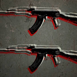 AK47 Assault Rifle Pop Art by Michael Tompsett