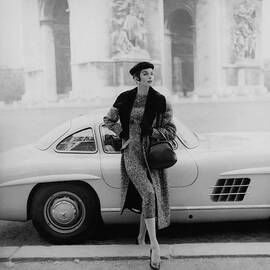 Anne St. Marie By A Mercedes-benz Car by Henry Clarke