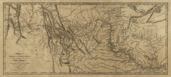 Wall Art - Drawing - Antique Map of the Lewis and Clark Expedition by Samuel Lewis - 1814 by Blue Monocle