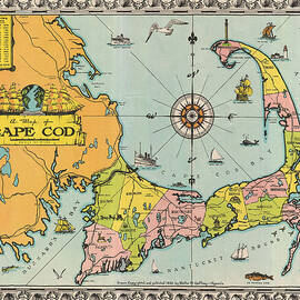 Antique Maps - Old Cartographic maps - Antique Map of Cape Cod, Massachusetts, 1932 by Studio Grafiikka