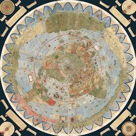 Antique Maps - Old Cartographic maps - Flat Earth Map - Map of the World by Studio Grafiikka