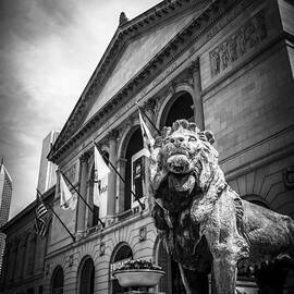 Art Institute of Chicago Lion Statue in Black and White by Paul Velgos