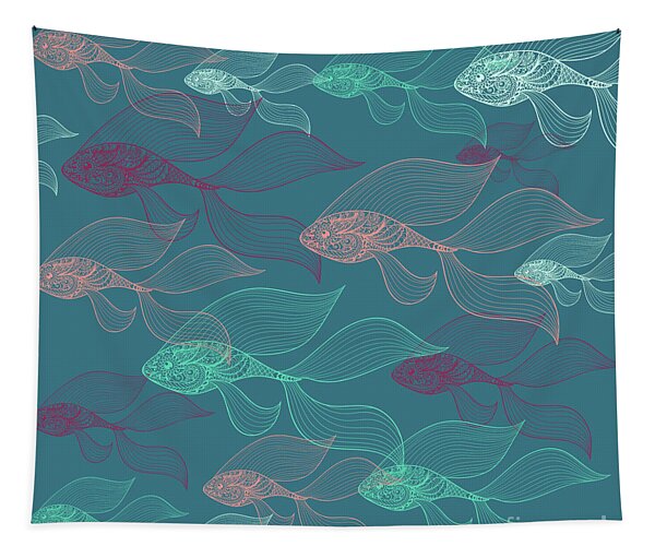 Beta Fish Animals Pattern Tapestry