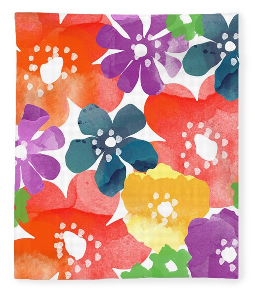 Big Bright Flowers Fleece Blanket