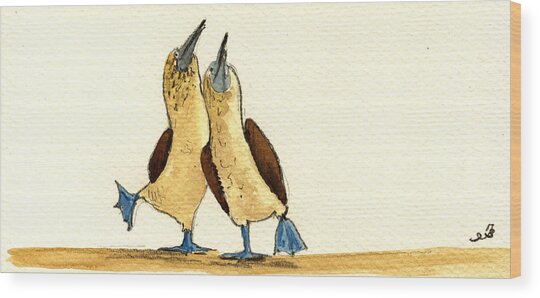 Blue Footed Boobies Wood Print