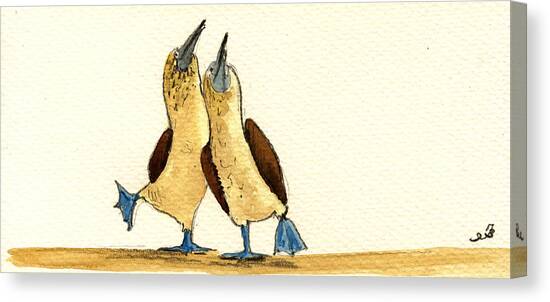 Blue footed boobies Canvas Art Print by Juan  Bosco
