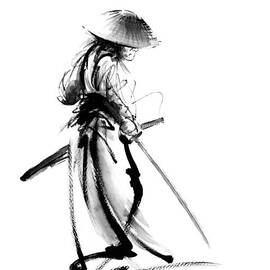 Samurai Painting, Samurai Watercolor Poster Sword Print, Samurai Wall Decor, Ronin Print,  by Mariusz Szmerdt