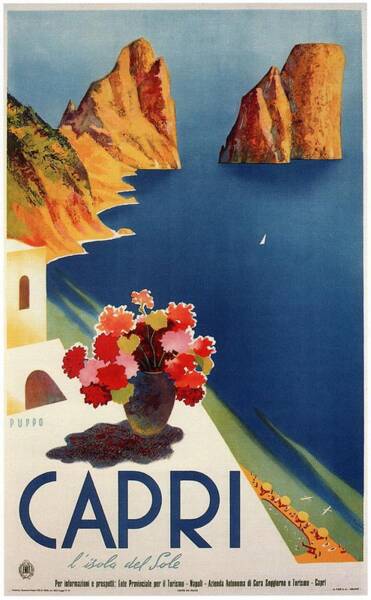 Capri Island, Bay Of Naples, Italy - Retro Travel Poster - Vintage Poster Poster