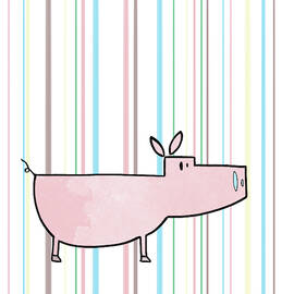 Doodle Farm On Stripes Ii by Shelley Lake