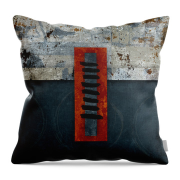Fiery Red And Indigo One Of Two Throw Pillow