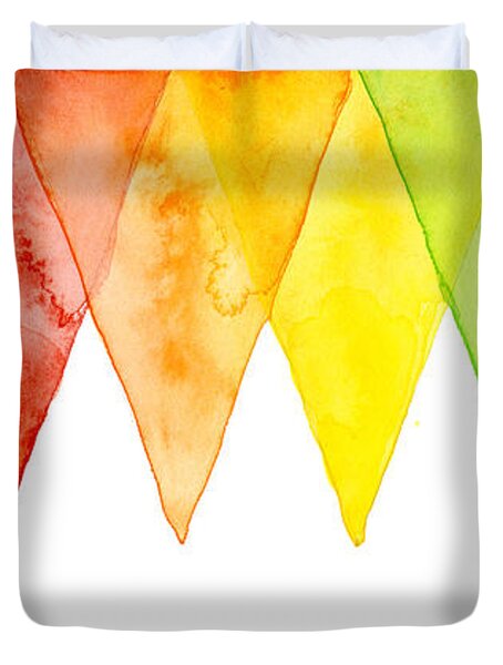 Geometric Watercolor Pattern Rainbow Triangles Duvet Cover