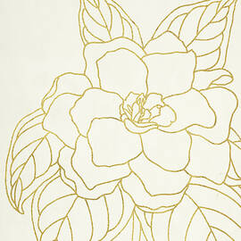 Gold Gardenia Line Drawing Crop by Moira Hershey