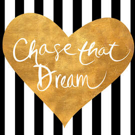 Gold Heart On Stripes Ii by South Social Graphics