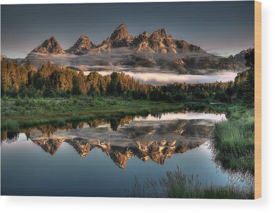 Hazy Reflections At Scwabacher Landing Wood Print
