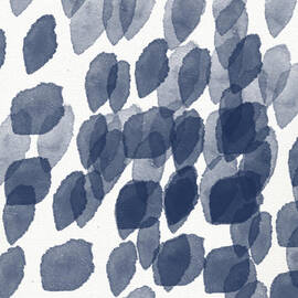 Indigo Rain- abstract blue and white painting by Linda Woods