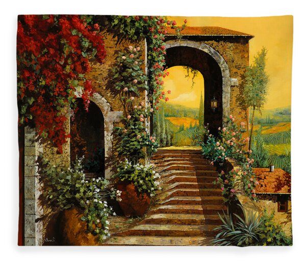 Le Scale E Il Cielo Giallo Fleece Blanket