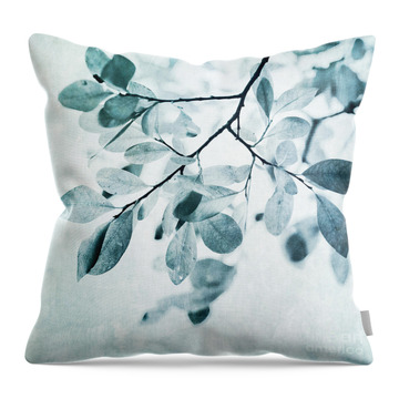 Leaves In Dusty Blue Throw Pillow