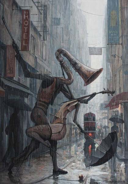 Wall Art - Painting - Life is  dance in the rain by Adrian Borda
