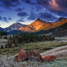 Moonset Over the Lost River Mountains Collector Edition by Leland D Howard