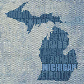 Michigan Great Lake State Word Art on Canvas by Design Turnpike