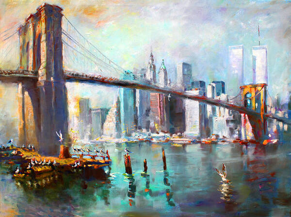 Wall Art - Painting - NY City Brooklyn Bridge II by Ylli Haruni