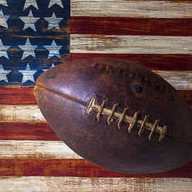 Old Football On American Flag by Garry Gay