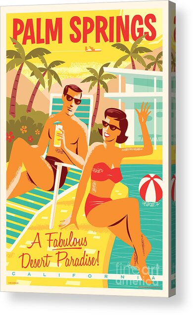 Palm Springs Poster - Retro Travel Acrylic Print