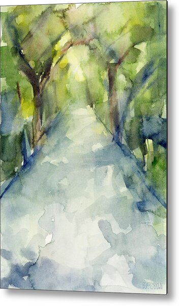 Path Conservatory Garden Central Park Watercolor Painting Metal Print