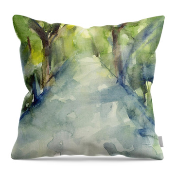 Path Conservatory Garden Central Park Watercolor Painting Throw Pillow