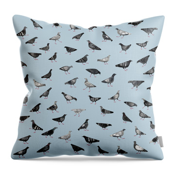 Pigeons Doing Pigeon Things Throw Pillow