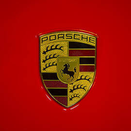 Porsche Emblem Red Hood by Garry Gay