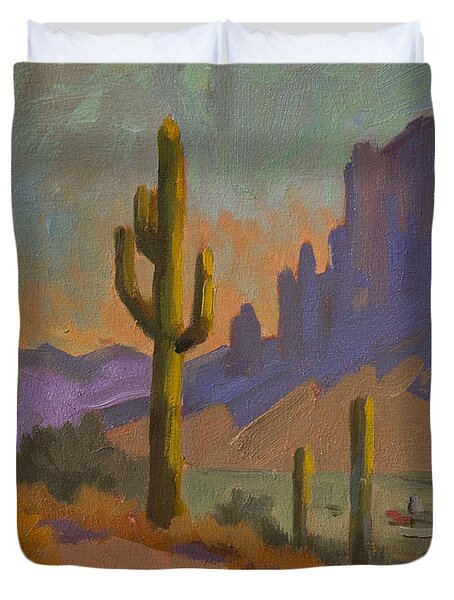Saguaro Cactus And Apache Junction Duvet Cover