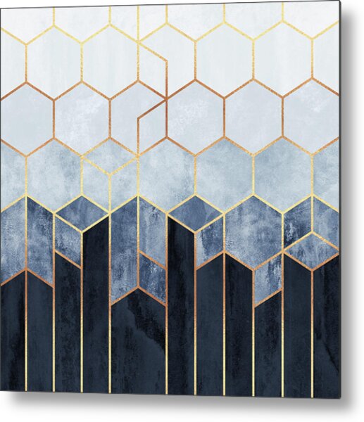 Soft Blue Hexagons Metal Print