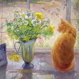 Striped Jug with Spring Flowers by Timothy Easton