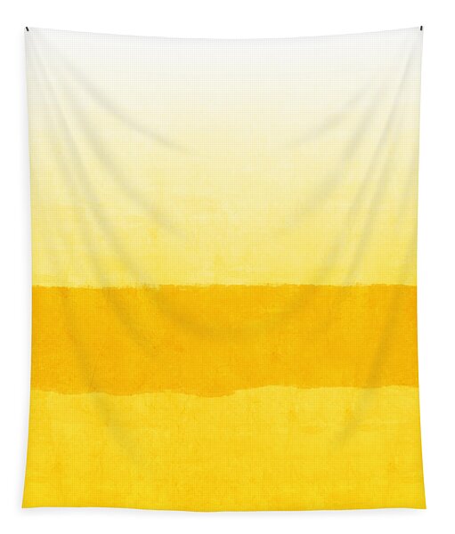 Sunrise- Yellow Abstract Art By Linda Woods Tapestry