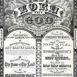 The Ten Commandments 1876 Vintage Poster Restored by Vintage Treasure