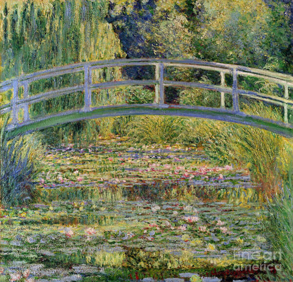 Wall Art - Painting - The Waterlily Pond with the Japanese Bridge by Claude Monet