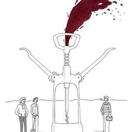 Three Men In Berets Drill Into The Ground by Charlie Hankin