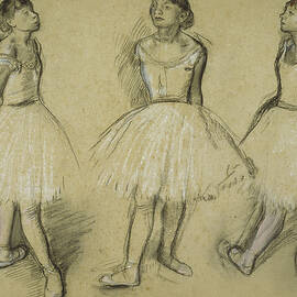 Three Studies of a Dancer in Fourth Position by Degas by Edgar Degas