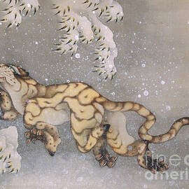 Tiger in a snowstorm, 1849 by Hokusai by Hokusai
