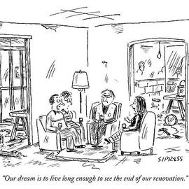 Two Couples Sitting In The Middle Of A House by David Sipress