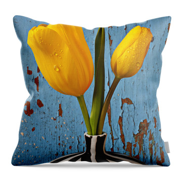 Two Yellow Tulips Throw Pillow