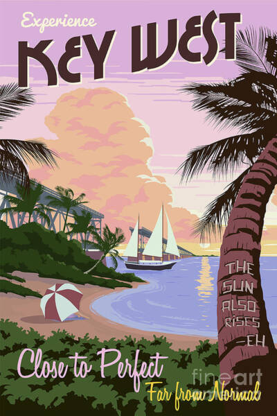 Wall Art - Drawing - Vintage Key West Travel Poster by Jon Neidert