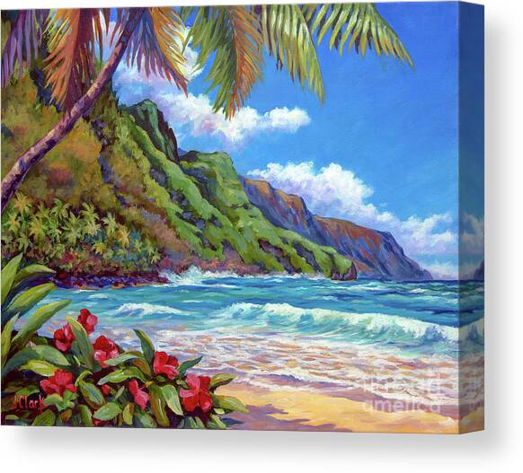 Waves on Na Pali Shore Canvas Art Print by John Clark