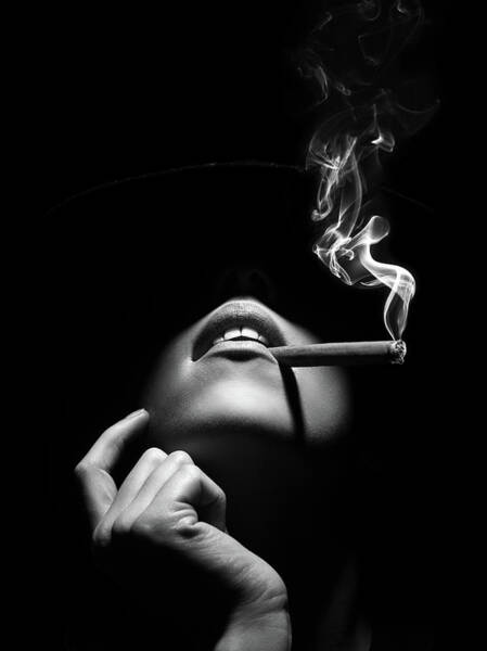 Wall Art - Photograph - Woman smoking a cigar by Johan Swanepoel