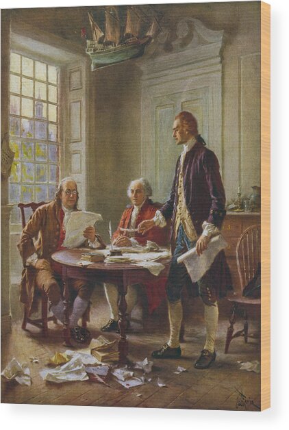 Writing The Declaration Of Independence Wood Print